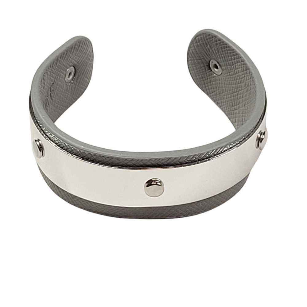 Marilyn Schiff Gray Silver Mirrored Studded Cuff Bracelet